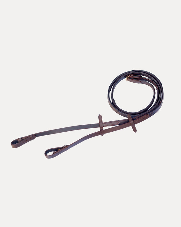 Valore SecureGrip Jumping Reins · Brown · Brass Hardware