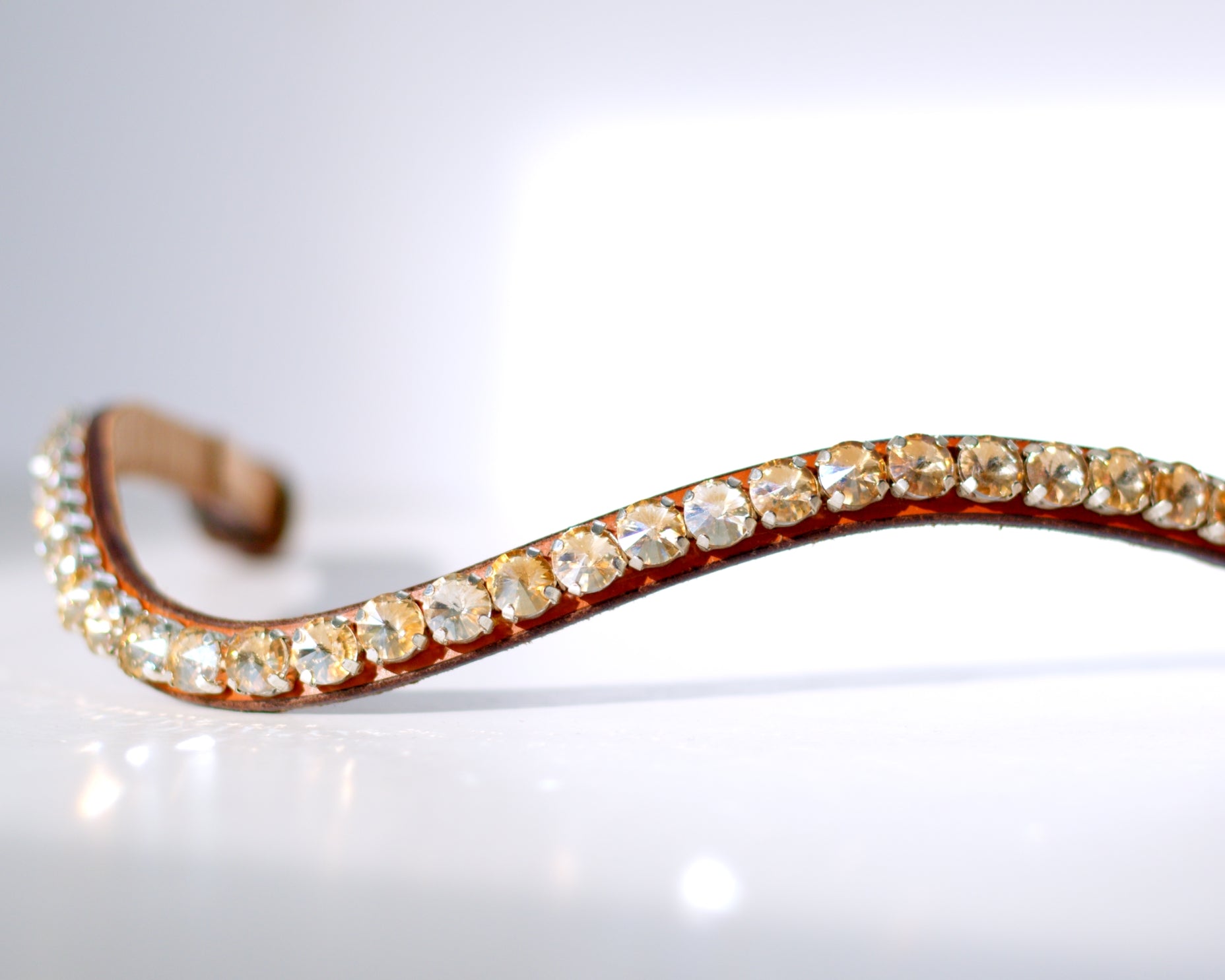 Tan Browband · Light Topaz Crystals · U-Shape