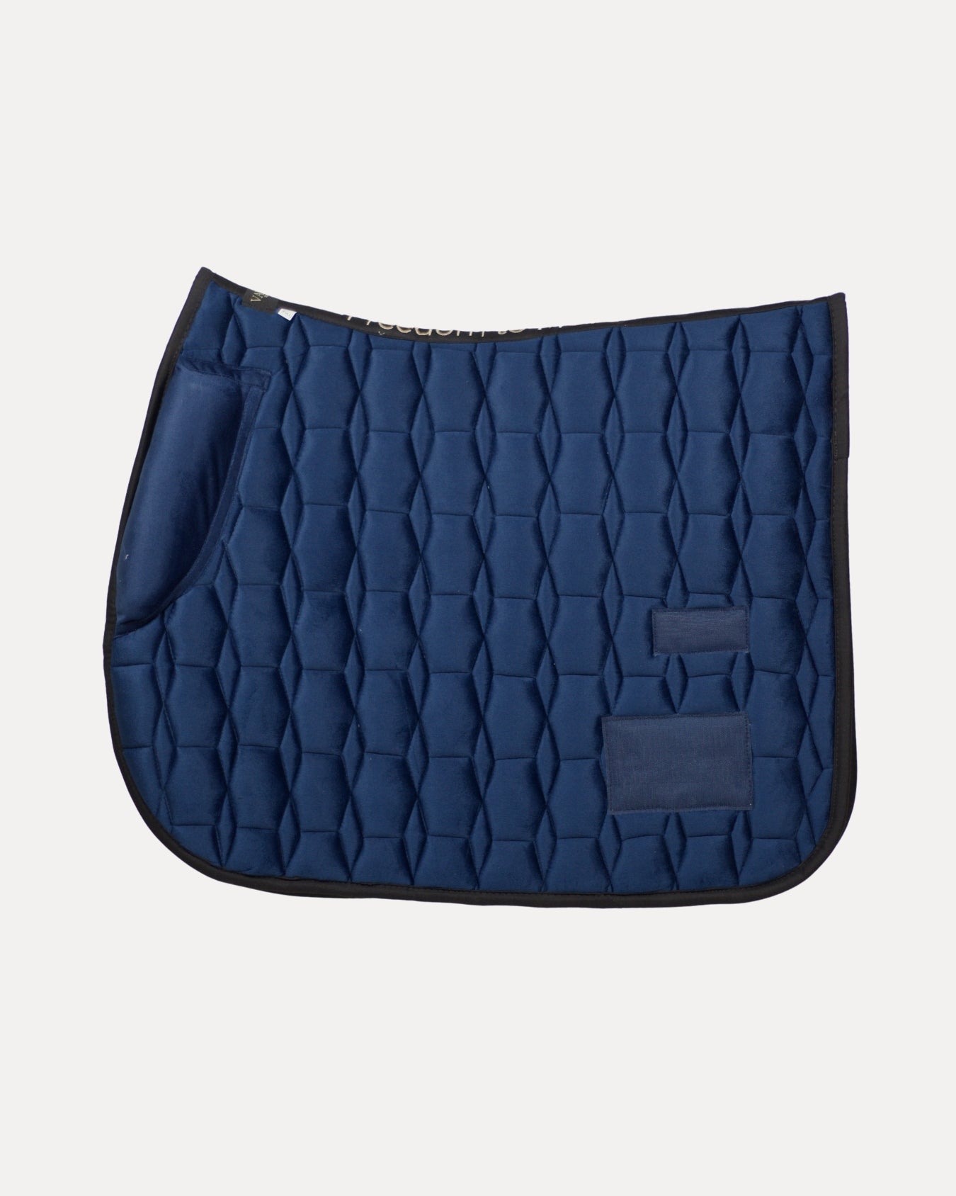 Deep Navy Velvet Valore Jumping Wither Relief Saddle Pad – Anatomical Saddle Pad with Velcro Show Numbers
