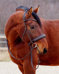 Eos Bridle · Brown  · Noseband with plain leather · Silver hardware
