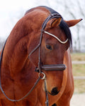 Eos Bridle · Brown  · Noseband with crystals padding · Silver hardware